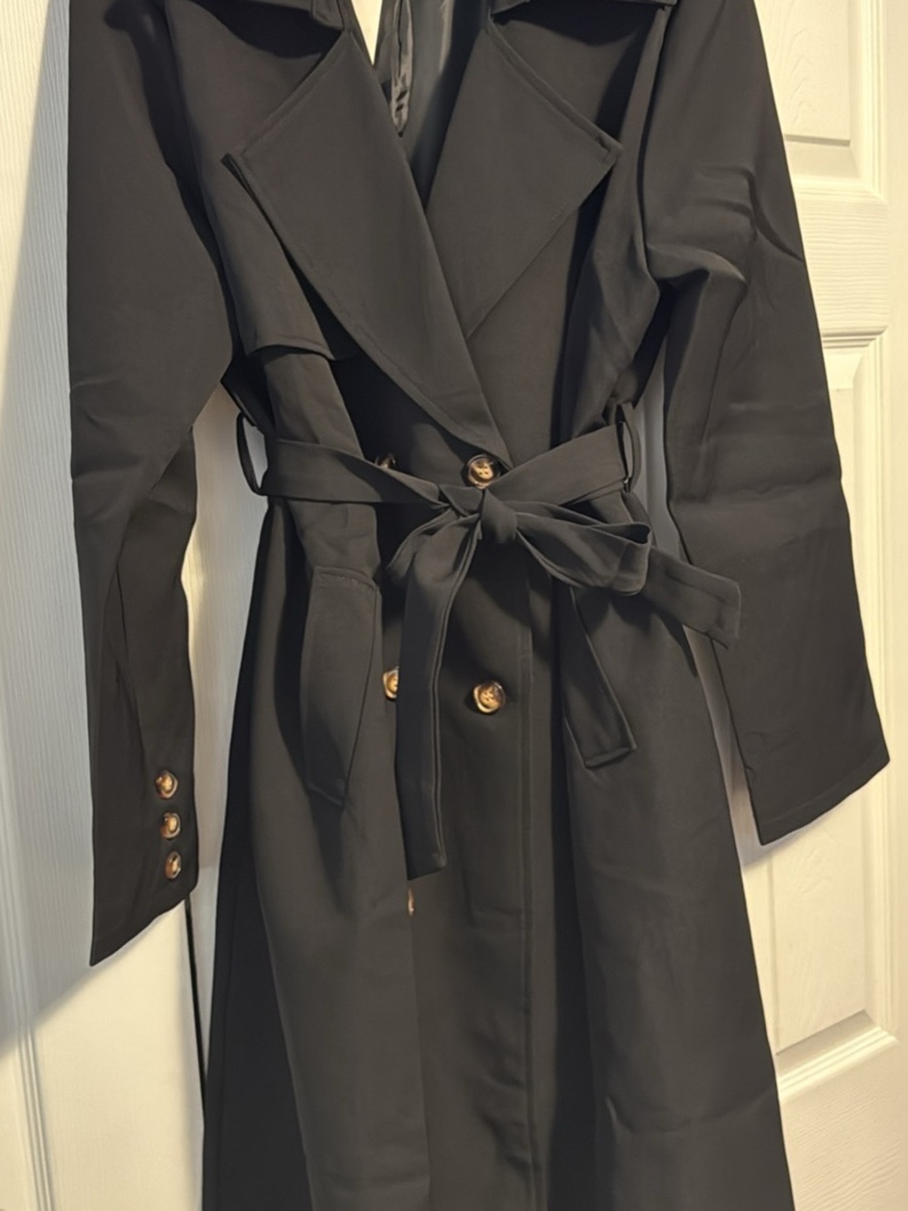 Women’s Black Trench Coat with Belt